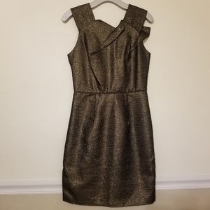 W118 Walter Baker Sparkly Black Gold Fitted Dress